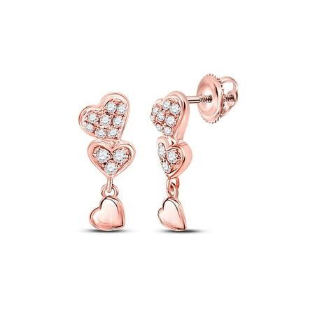 Earrings Heart shaped pendants with 18k rose gold plating