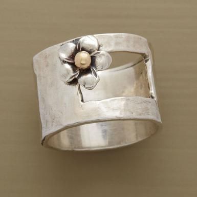 Boho Square Flower of Life Ring in Sterling Silver 95