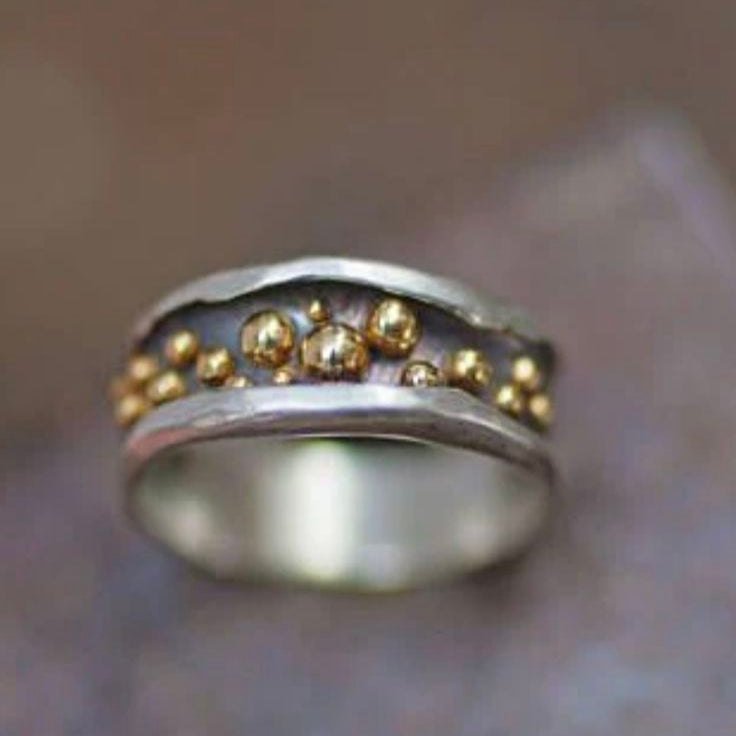 925 Silver Ring with Specks of 18k Gold Plating
