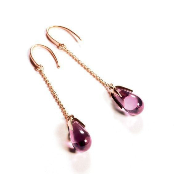 18k Rose Gold-Plated Ruby and Zirconia Earrings