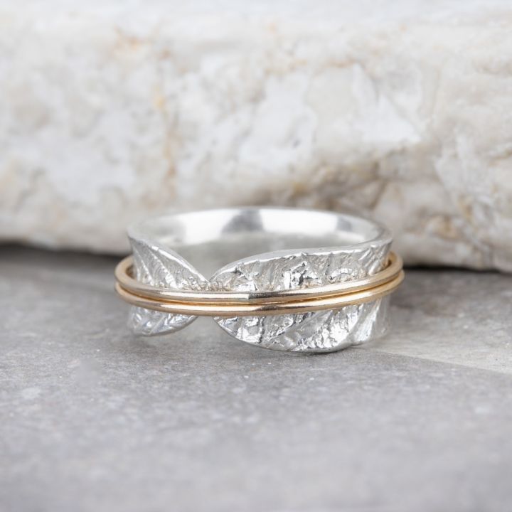 Vintage 925 Silver Ring with 18k Gold Plated Threads