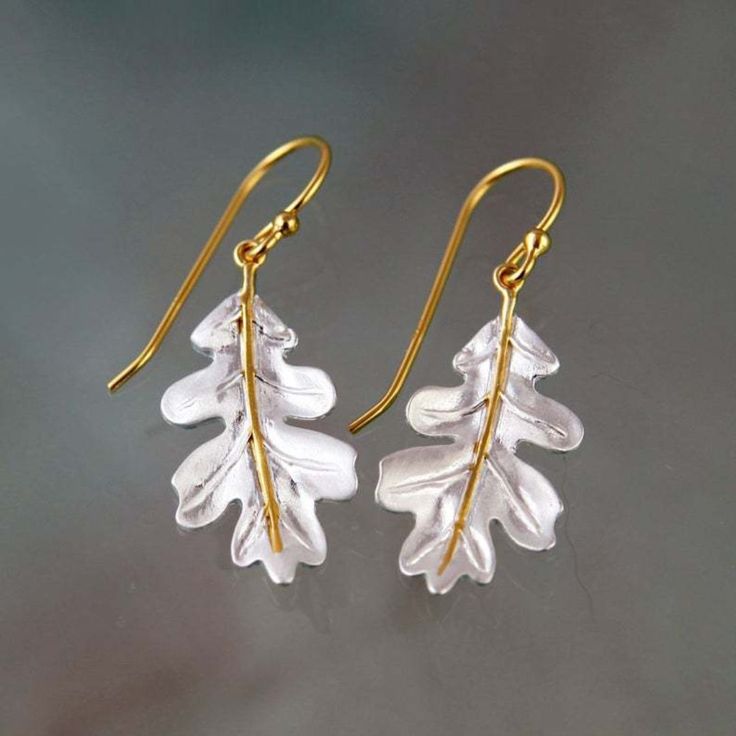Earrings 925 Silver Leaves and 18k Gold Plating