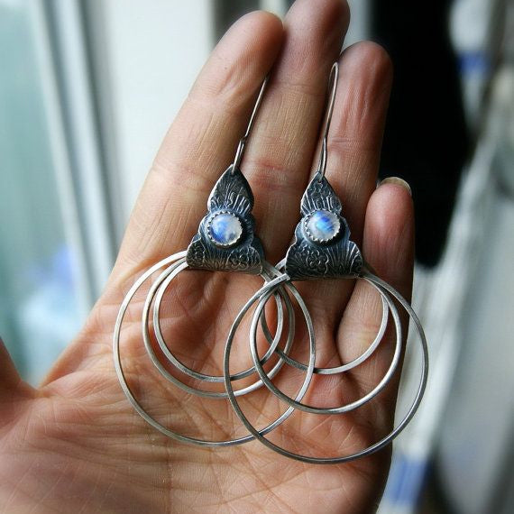 925 Silver Boho Hoop Earrings