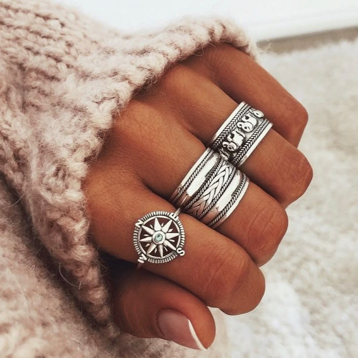 Pack of Bohemian Rings in 925 Silver