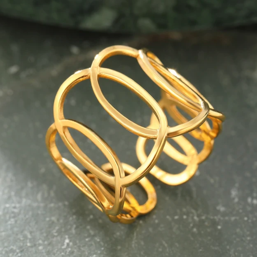 18 Karat Gold Plated ring in circles