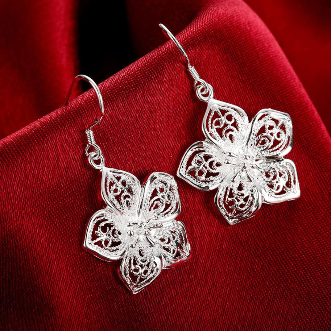 Flower Earrings made of Fine 925 sterling silver - BS
