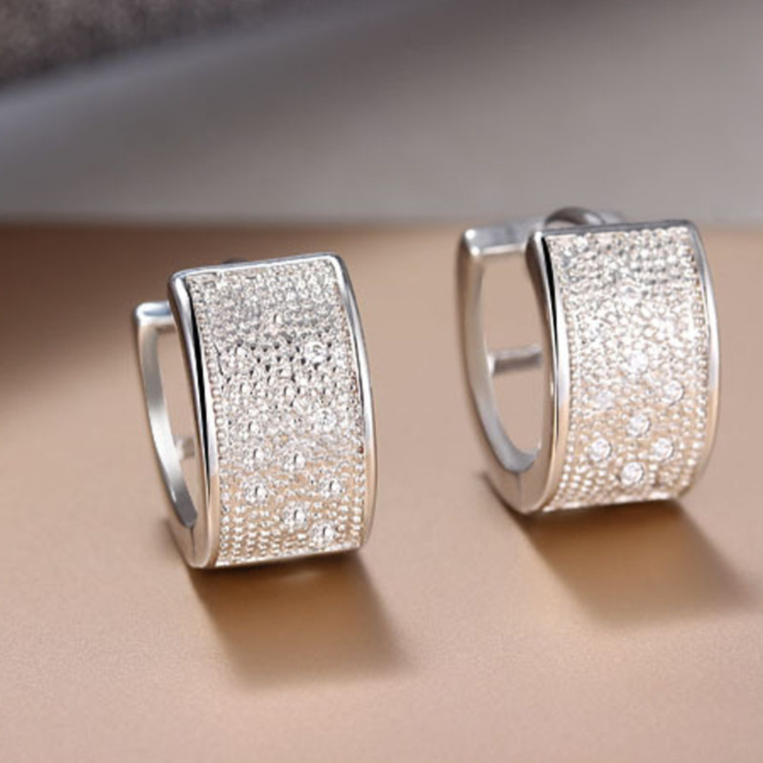 Wide engraved hoop earrings made of 925 sterling silver - BS