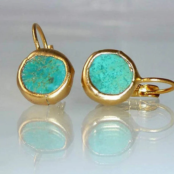 18K Gold plated Bohemian earrings with turquoise enamel