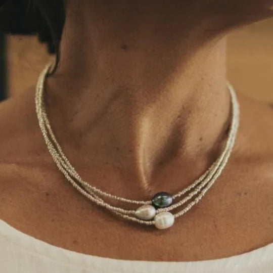 Triple freshwater pearl layered necklace
