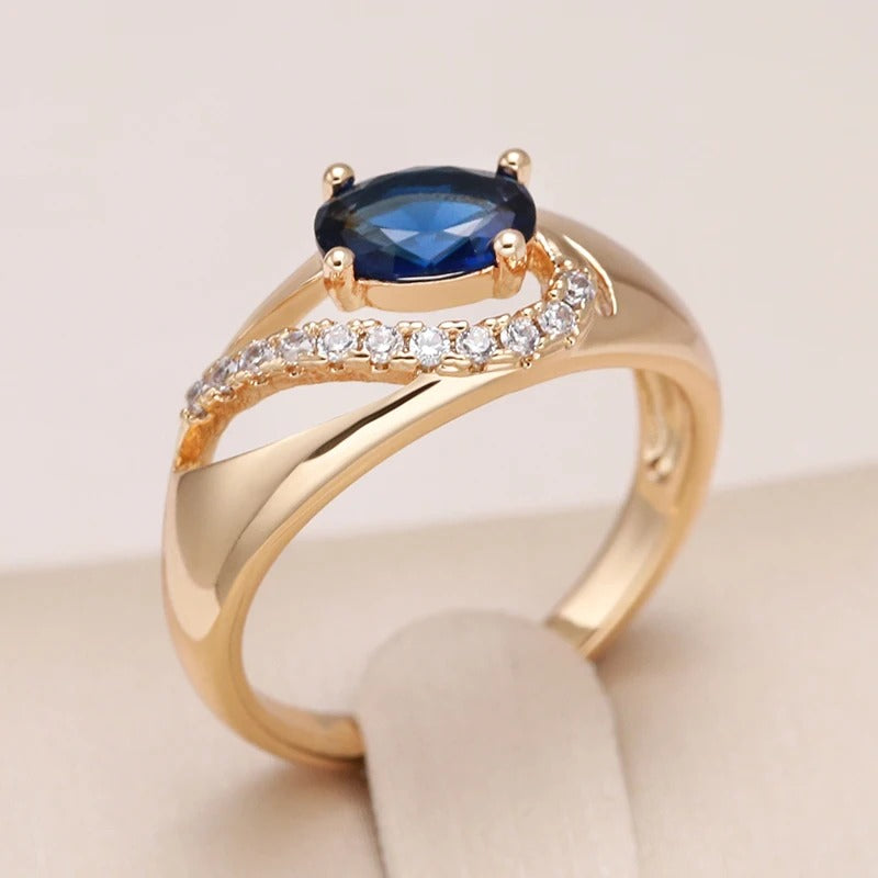 18K Rose Gold plated ring with Sapphire Zirconite