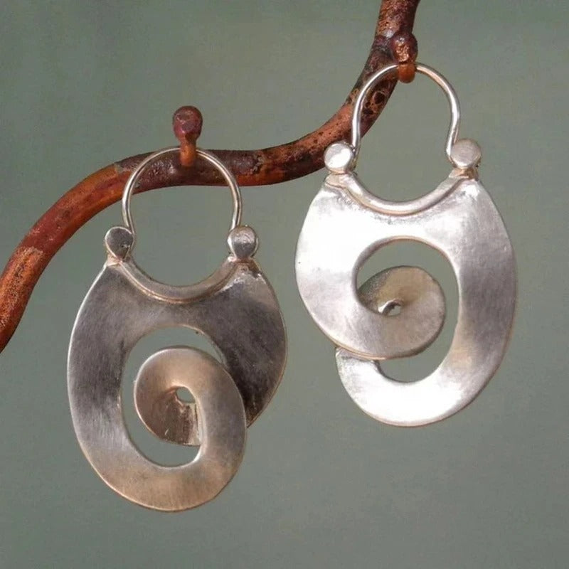 Bohemian spiral earrings made of 925 vintage silver