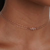 Elegant Necklace with 18k Rose Gold Plating and Inlaid Cubic Zirconia