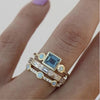Vintage elegant 18k gold plated ring set with square zirconia