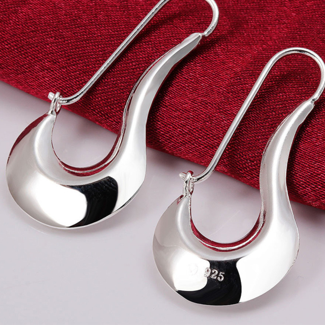 Modernist style earrings in polished 925 sterling silver - BS