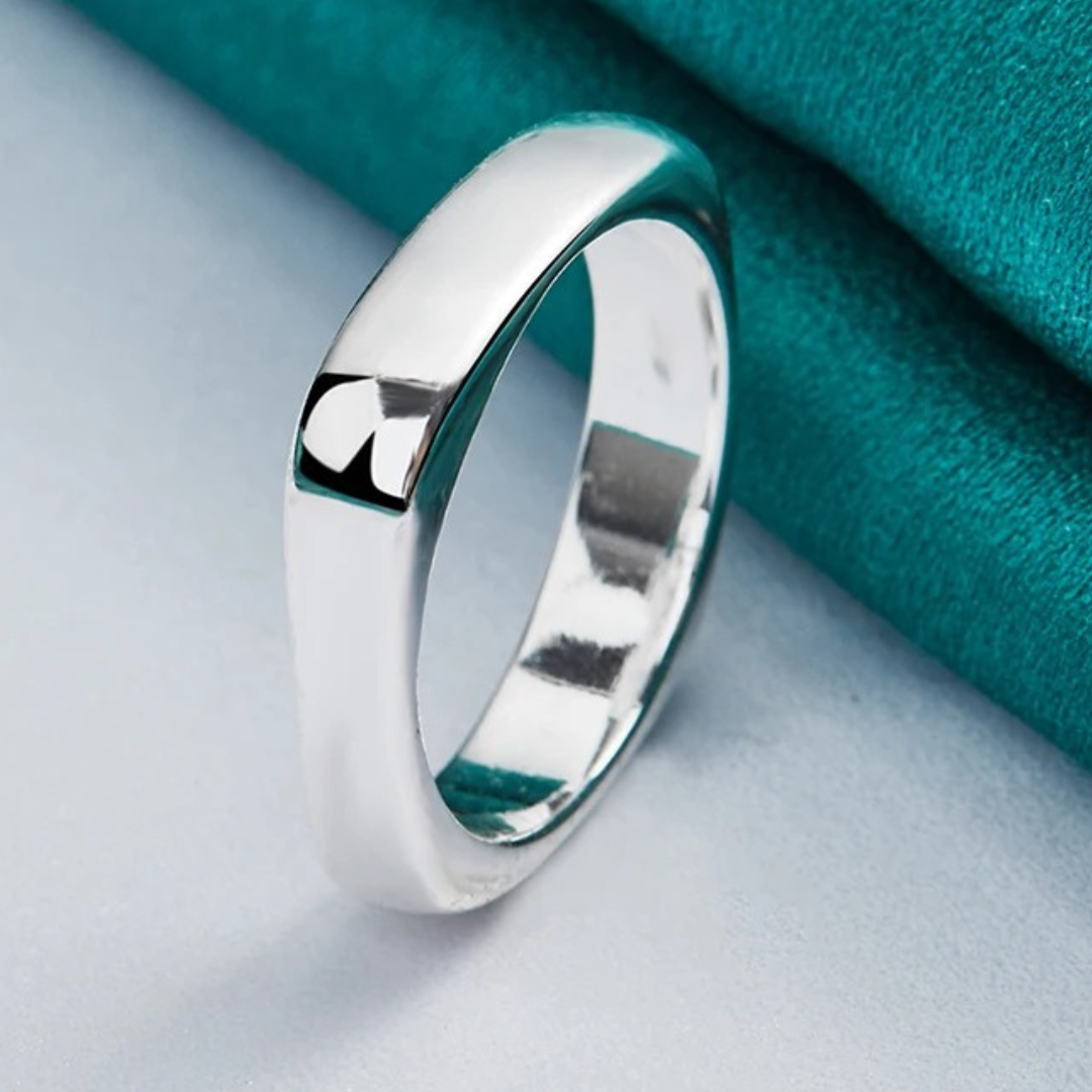 925 Sterling Silver plain square ring adjustable - BS