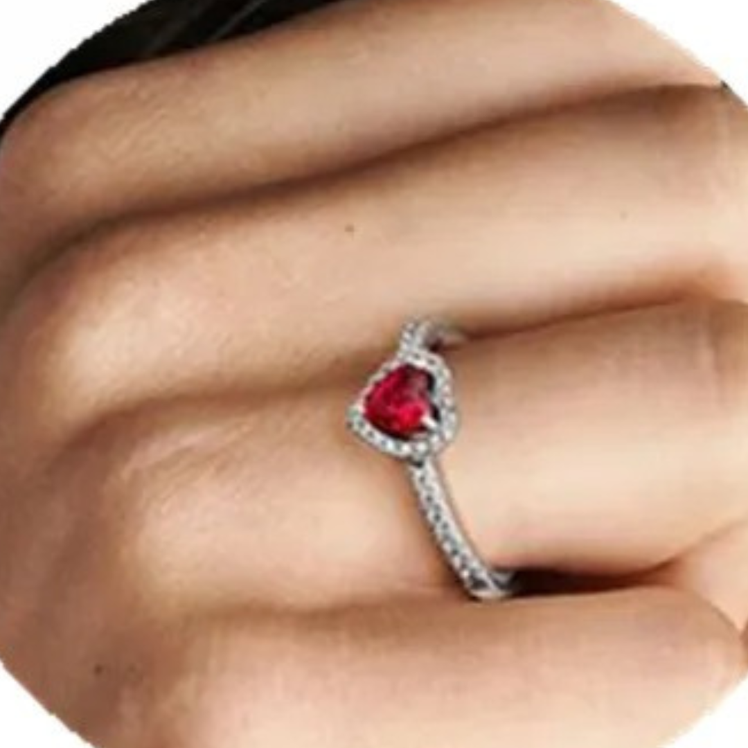 Ruby Heart Ring made of 925 Sterling Silver - BS