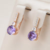 18K Rose Gold plated Earrings with circular amethyst crystal - AC