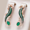 18K Rose Gold Plated Green Natural Zircon Lizard Drop Earrings - AC