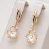 18K Rose Gold Plated sea pearl pendant earrings - AC