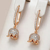 18K Rose Gold Plated Long earring made of shiny natural zirconia in the shape of a flower - AC