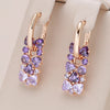 18K Rose Gold Plated Amethyst Natural Zircon Drop Earrings - AC