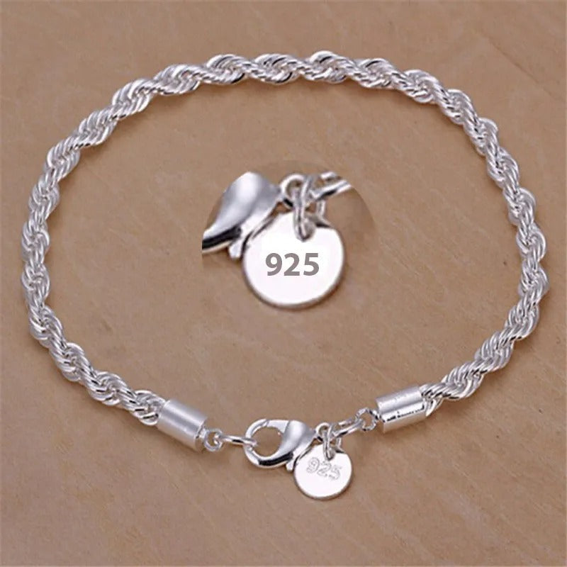 Braided rope bracelet in 925 Sterling Silver - BS