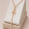 Necklace with long star pendant and fine rectangle with zirconia in 18K rose gold plating - AC