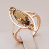 18K Rose Gold Plated Light Brown Natural Zircon Big Ring - AC