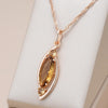 Luxury light brown crystal pendant necklace in 18K rose gold plating - AC