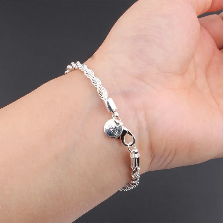 Braided rope bracelet in 925 Sterling Silver - BS