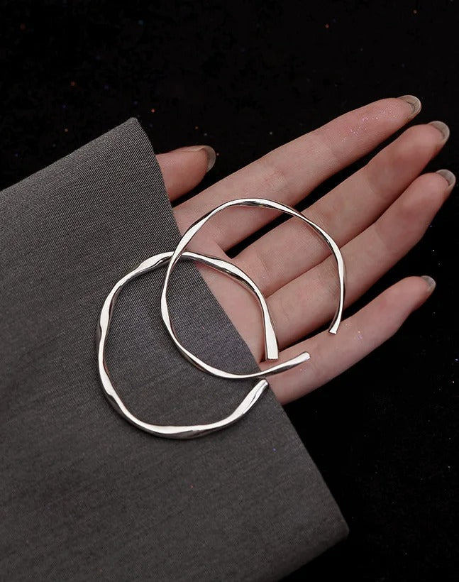 Thick bracelet made of 925 sterling silver irregular adjustable - BS