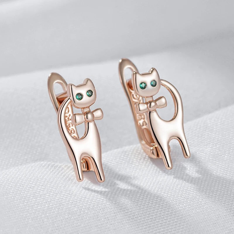 18K Rose Gold Plated Luxury Cute Cat Earrings - AC