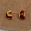 18K Gold-Plated Natural Amber Earrings