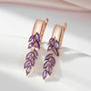18K Rose Gold plated earrings with amethyst leaf crystals - AC