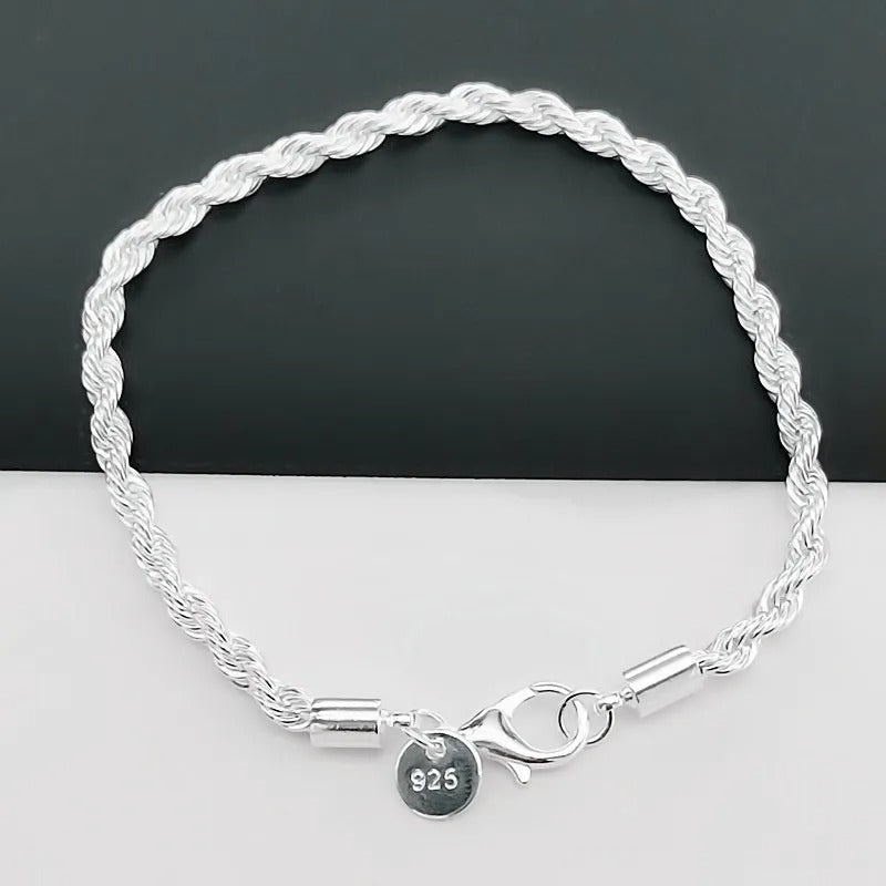 Braided rope bracelet in 925 Sterling Silver - BS