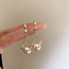 18K Gold Plated Handmade Natural Pearl with shiny stones Earrings